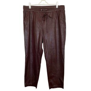 Loft Pull On Slim Pants in Faux Leather Brown Size XL